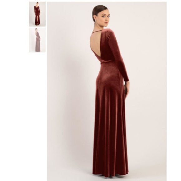 Jenny Yoo Malia Long Sleeve in English Rose - Picture 2 of 6